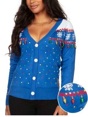 Tipsy Elves Blue Christmas Lights Ugly Christmas Sweater, Plus Size 2XL, NWT